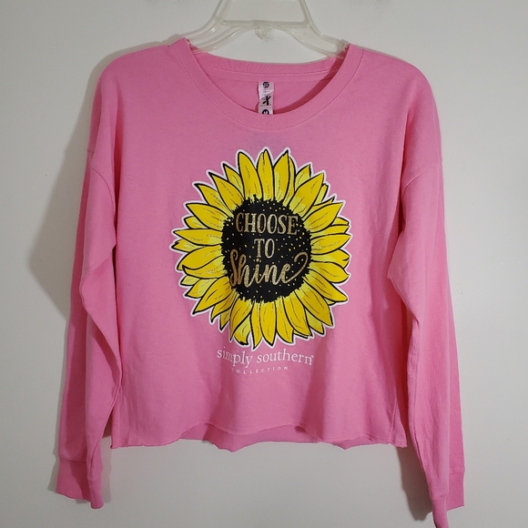 NWT Simply Southern Choose to Shine Pink Graphic Tee Sunflower Medium - Picture 2 of 9